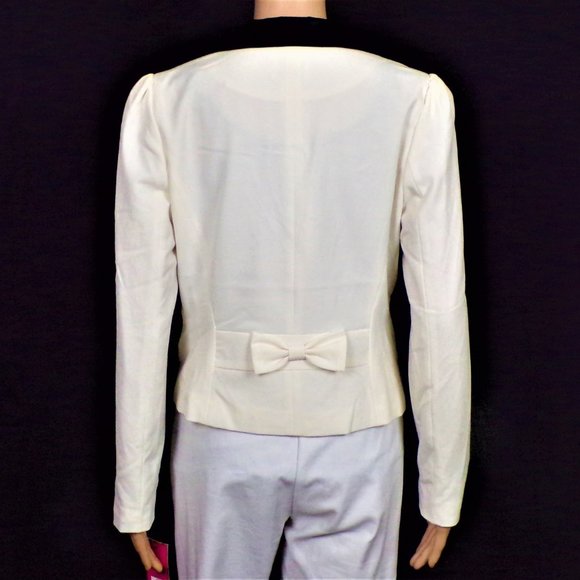 CANDIE'S size M white/black smoking jacket polyester/rayon/spandx dry clean only - Picture 7 of 14